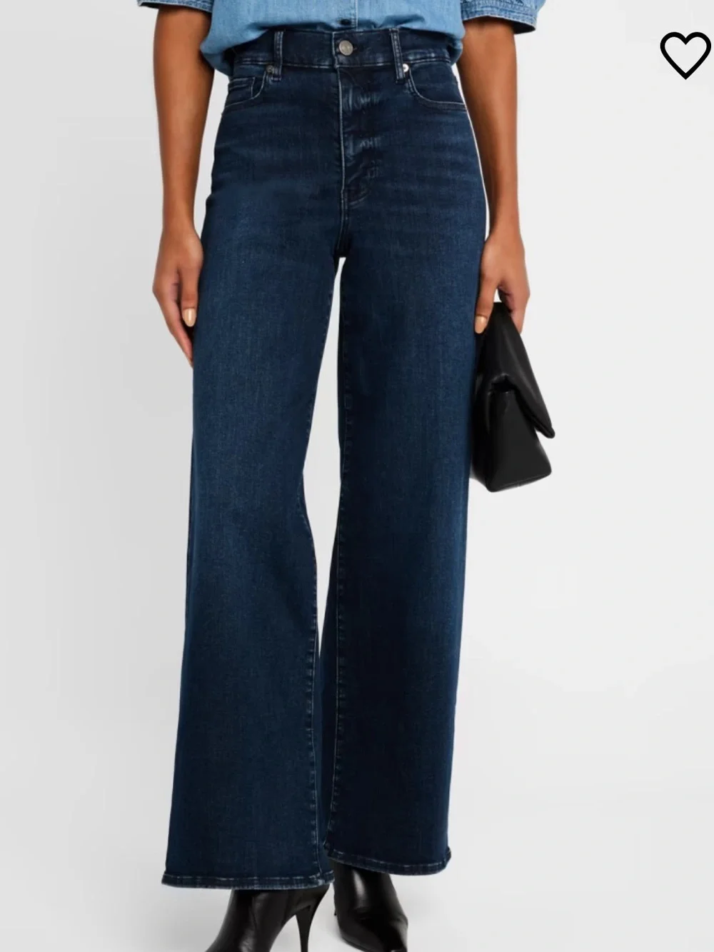NWT FRAME Le Slim Palazzo High-Rise Wide-Leg Deep Blue Wash Jeans.